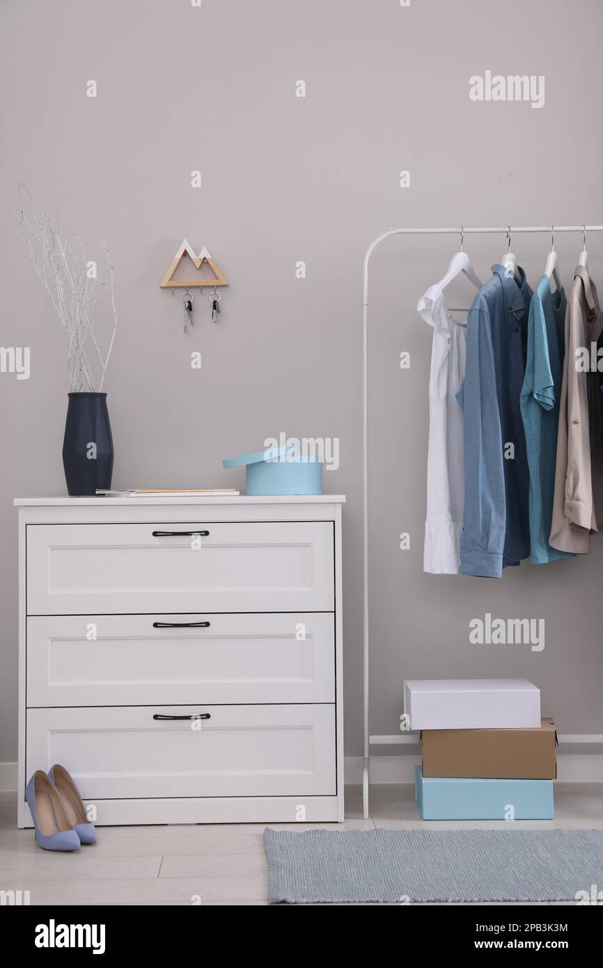 Modern hallway interior with stylish furniture and key holder Stock Photo Alamy