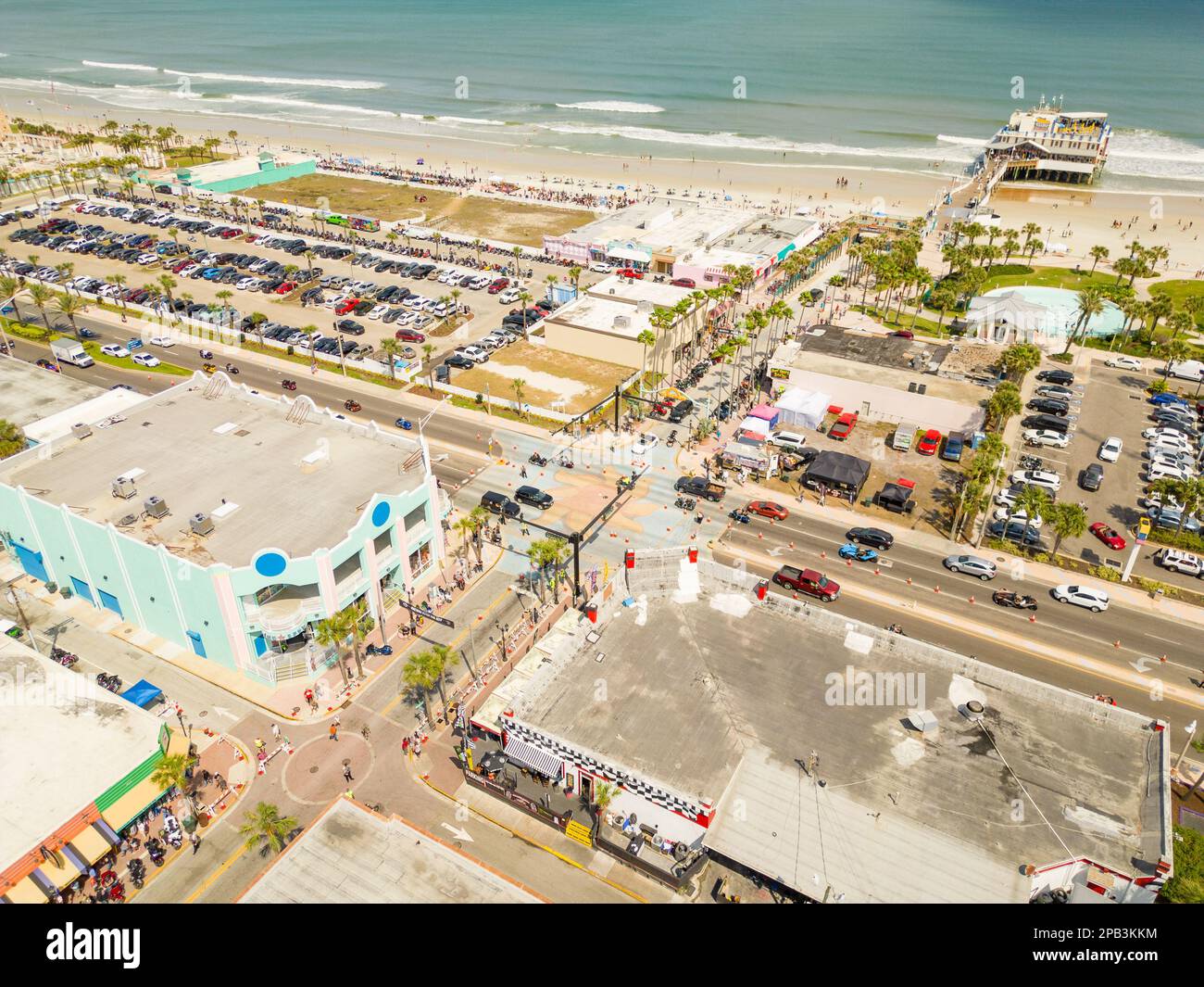 Aerial photo Daytona Beach bike week 2023 Main Street Stock Photo