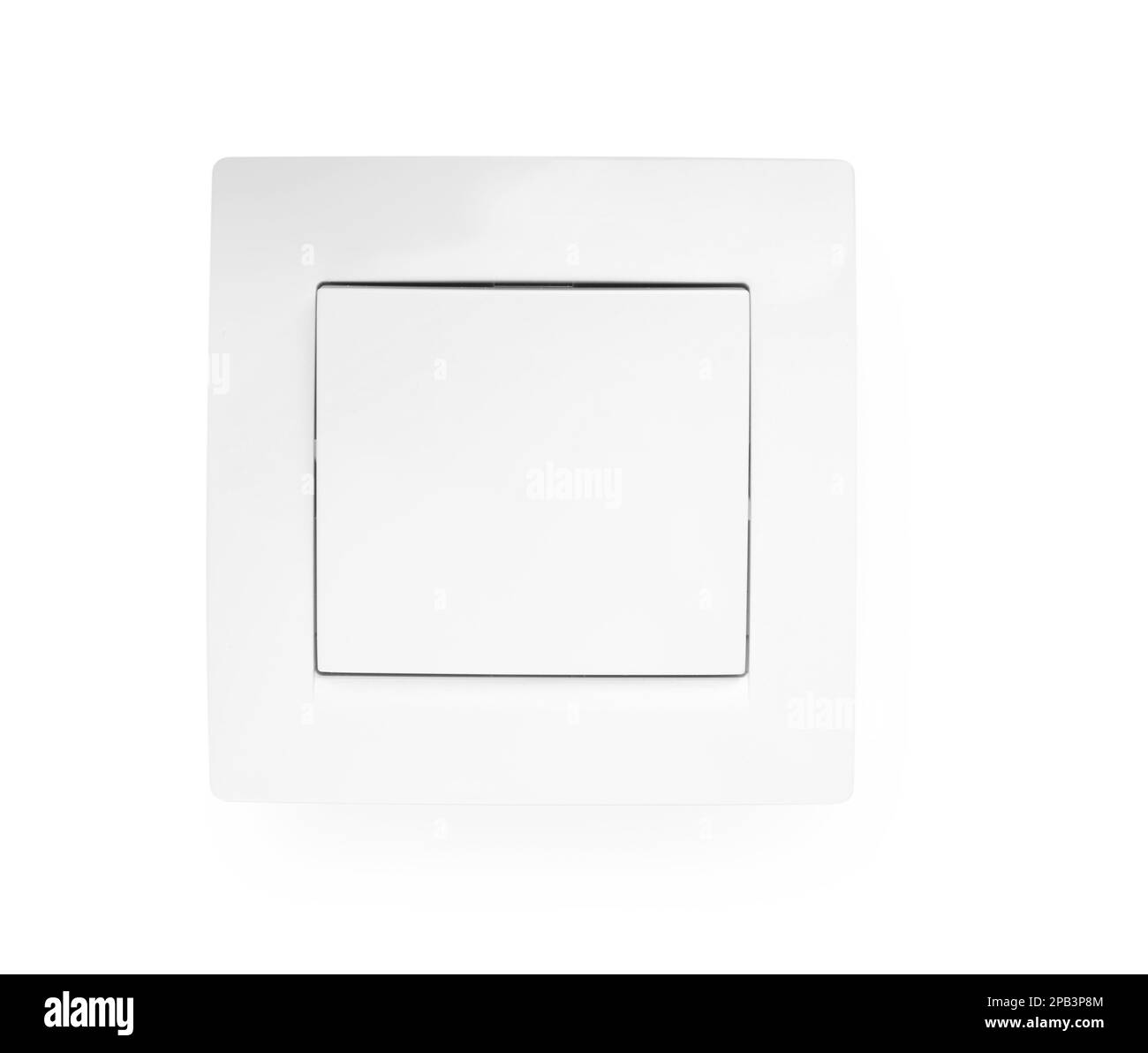 Modern plastic light switch isolated on white Stock Photo