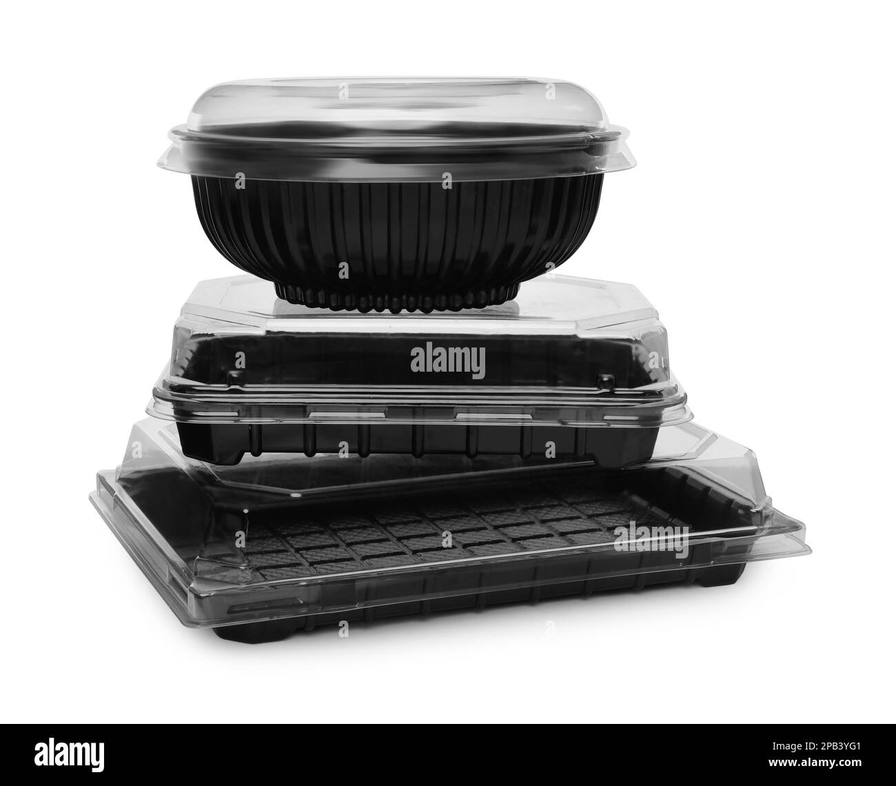 Plastic containers and bowl for food on white background Stock Photo Alamy