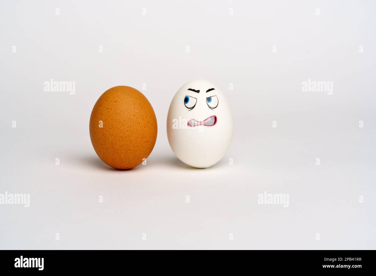 Funny Eggs. Faces on the eggs Eggs Smiles. Studio Stock Photo