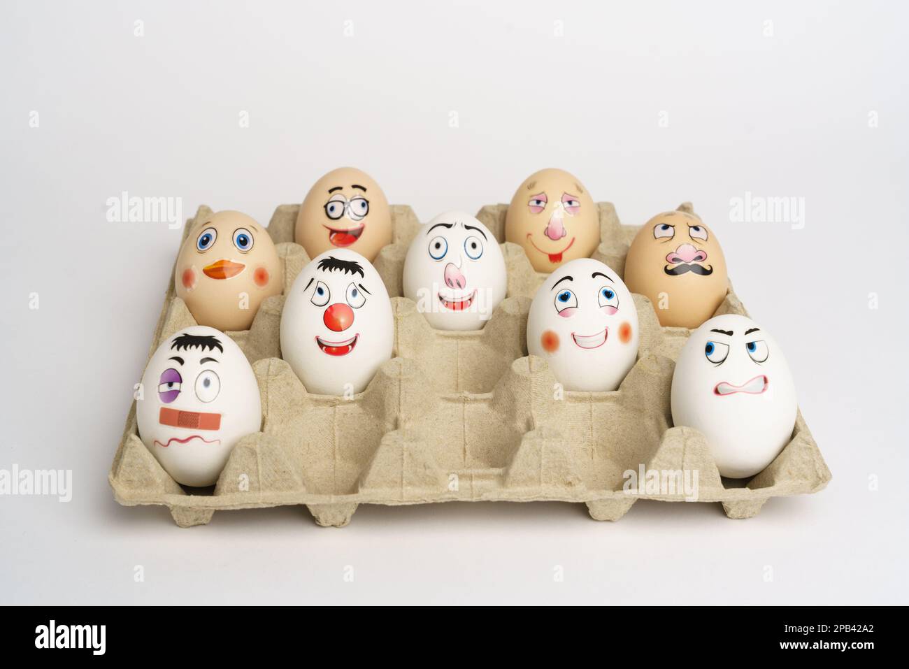 Funny Eggs. Faces on the eggs Eggs Smiles. Studio Stock Photo Alamy