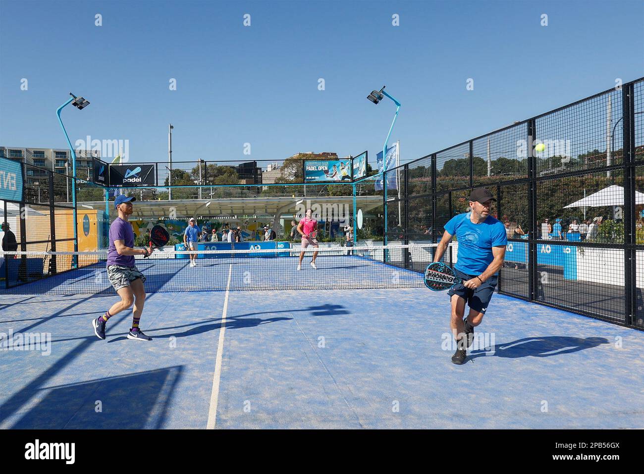 Padel exhibition match being played during the Australian Open at ...