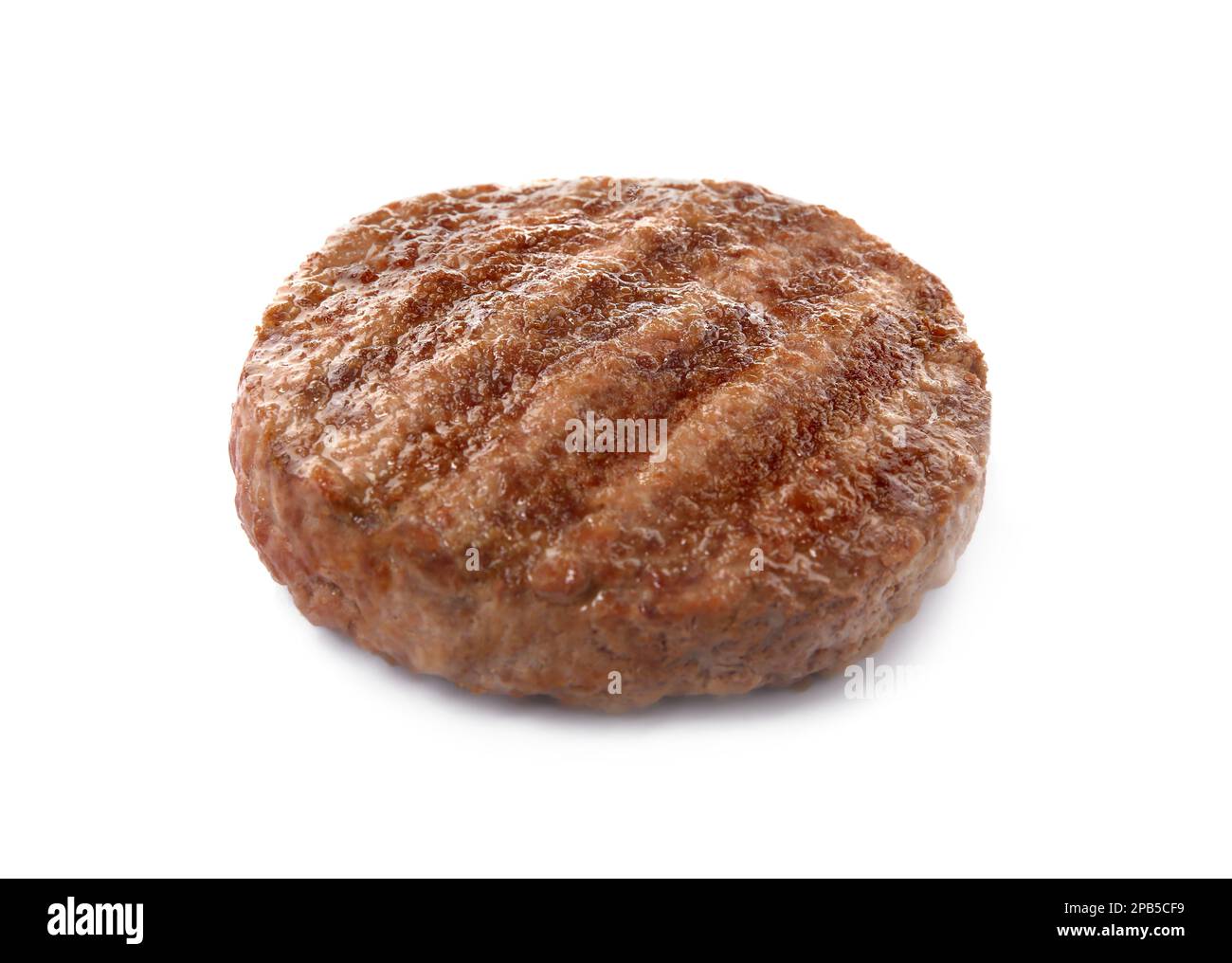 Tasty grilled hamburger patty isolated on white Stock Photo Alamy