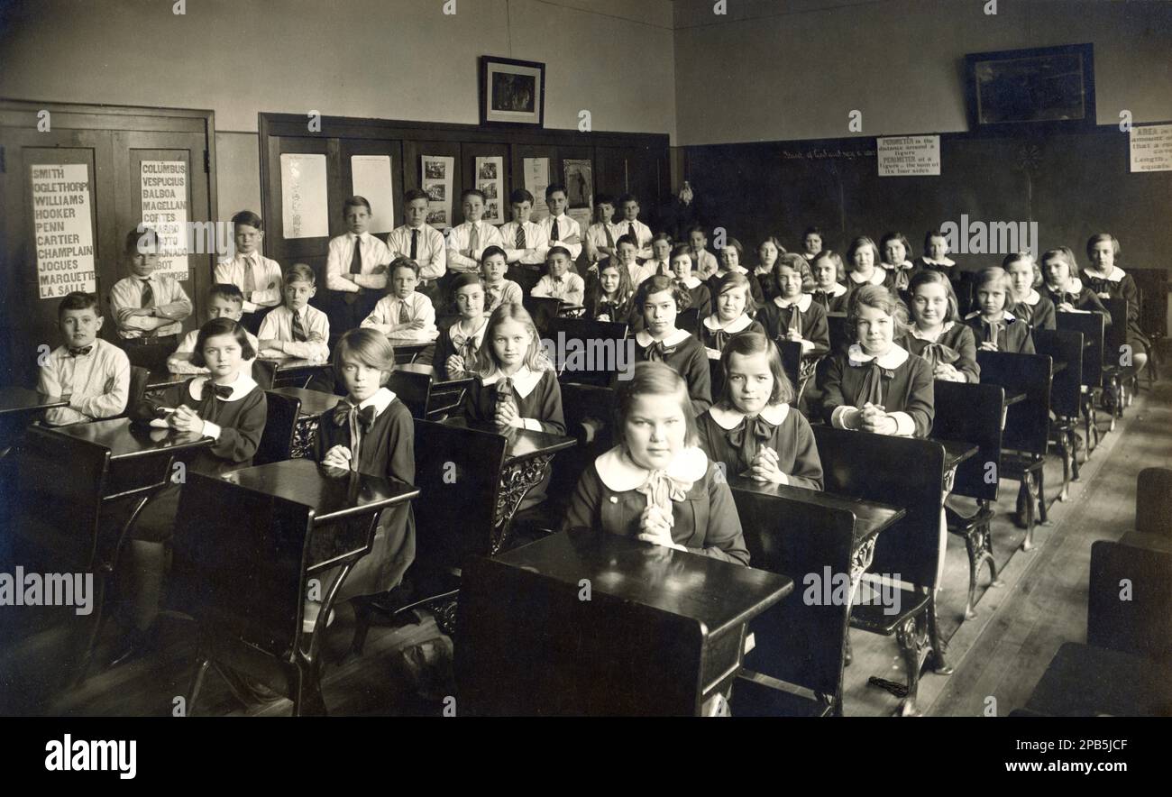 Catholic School Classroom about 1930, Catholic School Students at Desks ...