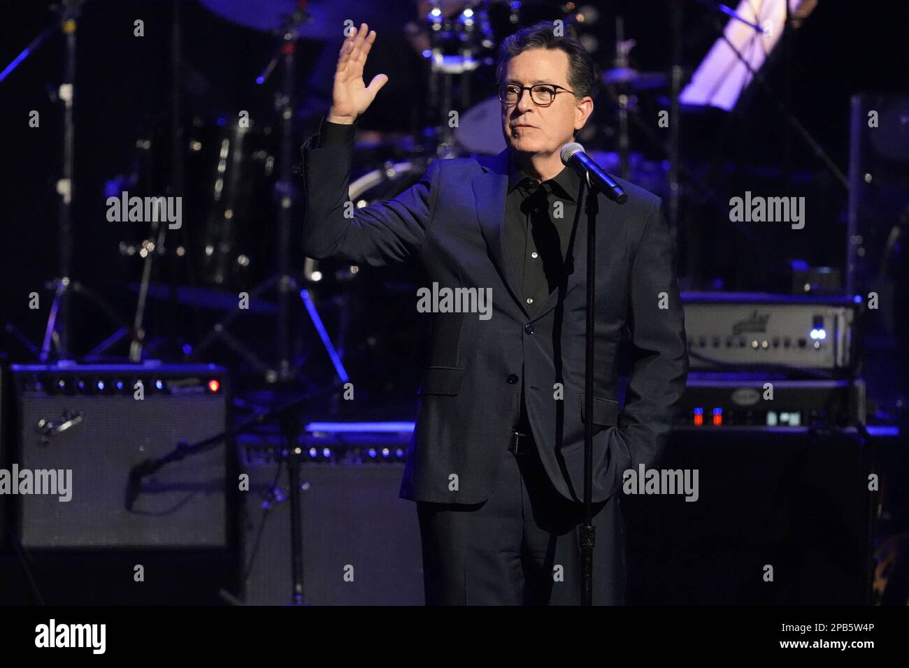 Stephen Colbert appears onstage at the 7th annual Love Rocks NYC ...