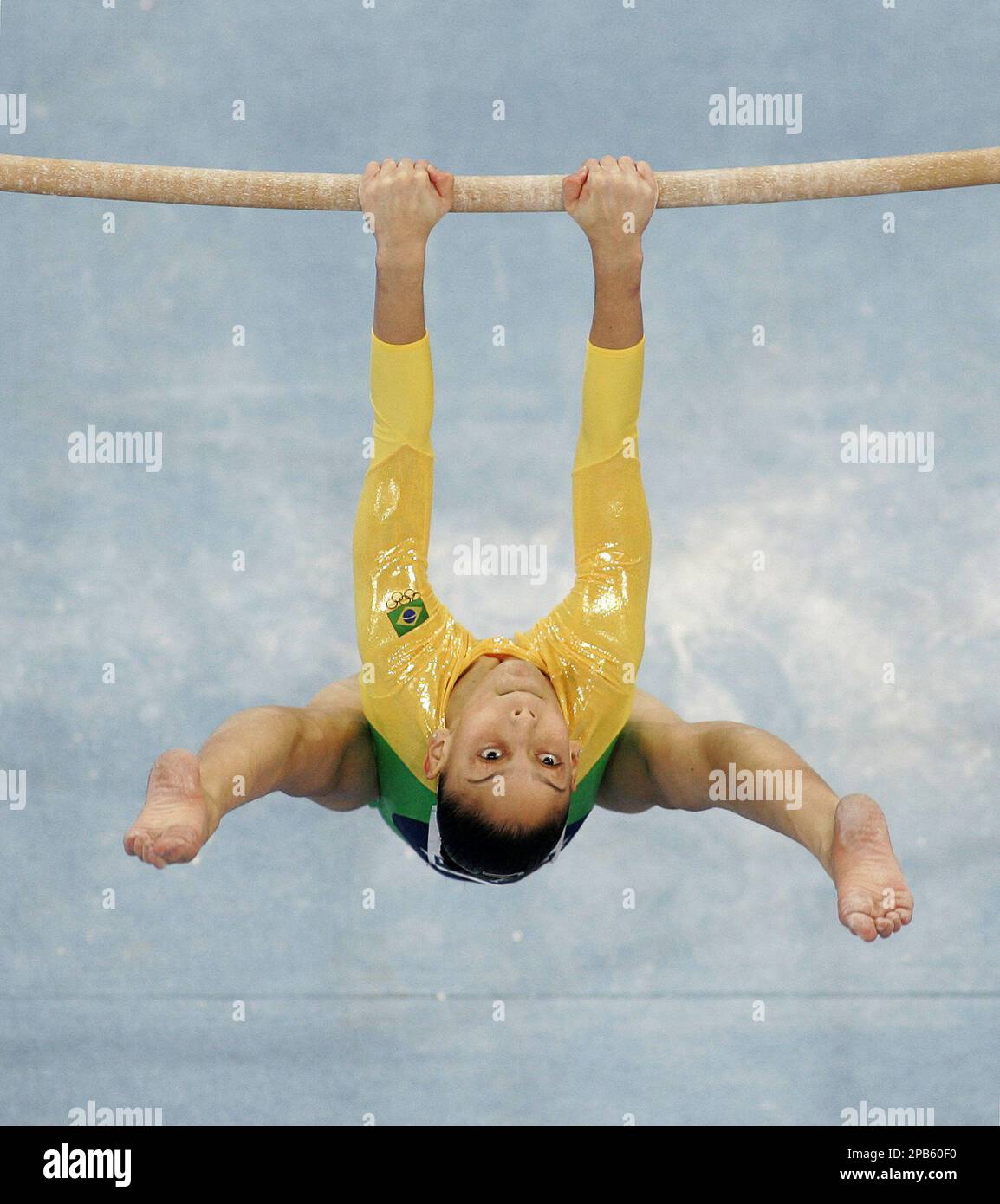Brazil's Ana Claudia Silva competes at the uneven bars during a qualification of the Gymnastics World Championships in Stuttgart, southern Germany, on Sunday, Sept. 2, 2007. The 40th Gymnastics World Championships take place in Stuttgart from Sept. 1 to Sept. 9, 2007. (AP Photo/Daniel Maurer) Stock Photo
