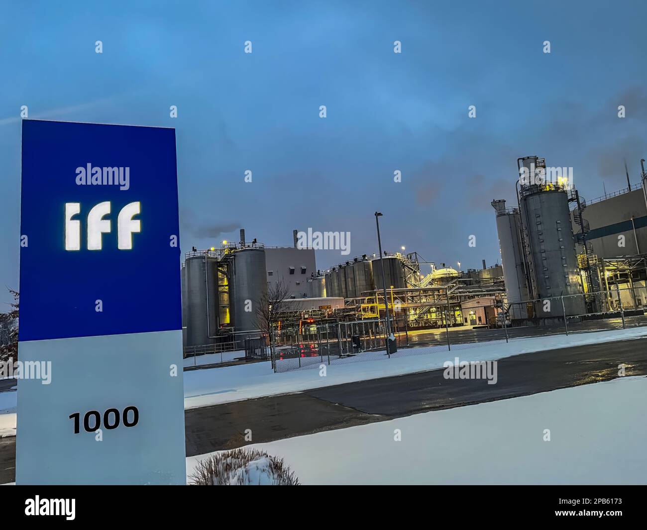 Cedar Rapids, Iowa, USA 3.2023 Main entrance view from the road to the IFF International