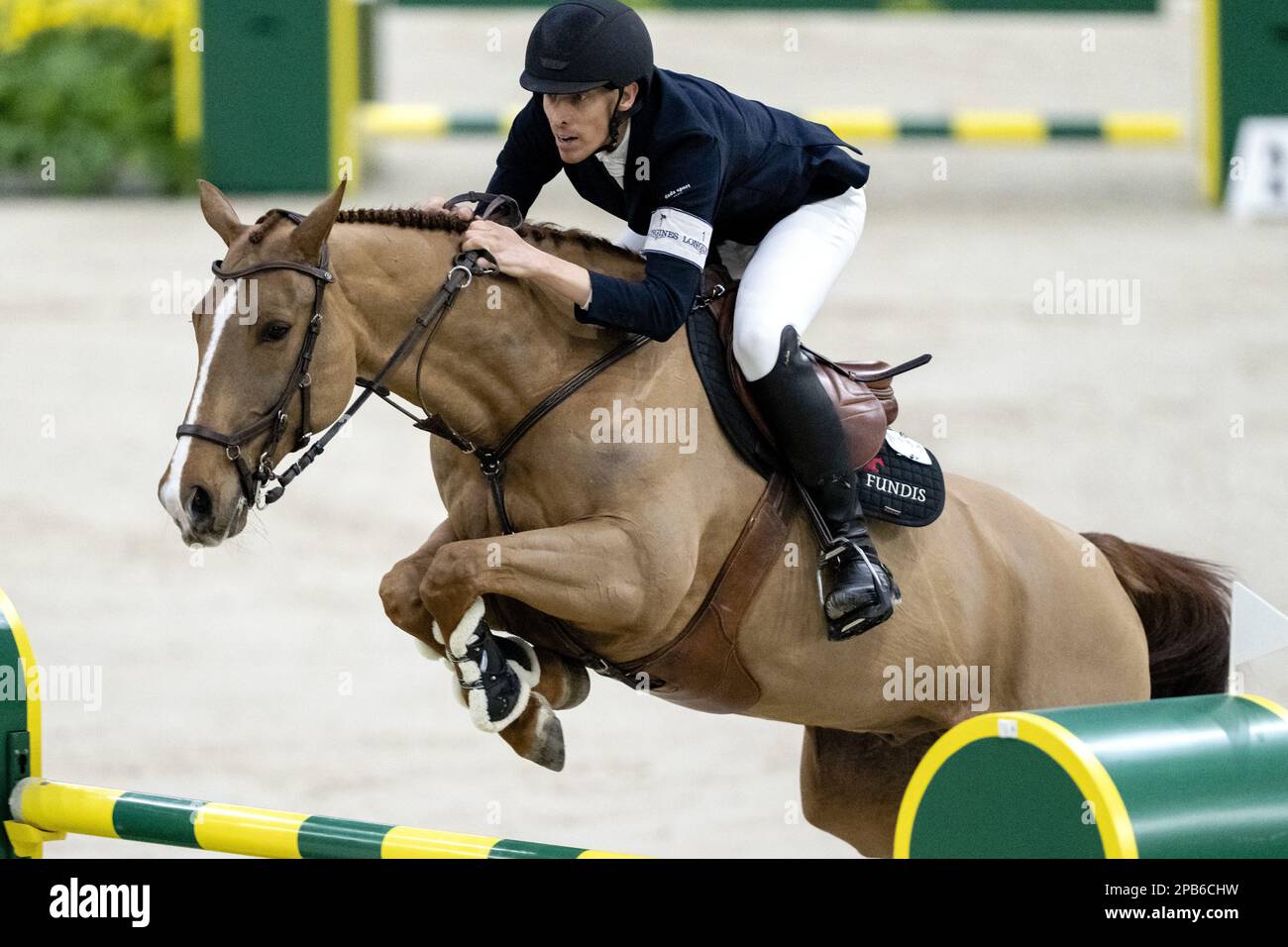 DEN BOSCH - Henrik von Eckermann (SWE) on King Edward in action during the World Cup show jumping, during The Dutch Masters Indoor Brabant Horse Show. ANP SANDER KONING netherlands out - belgium out Stock Photo