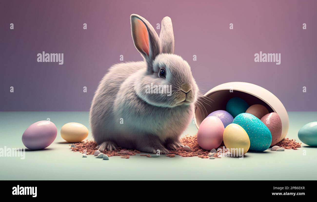Easter bunny, water splashes, light blue Stock Photo - Alamy