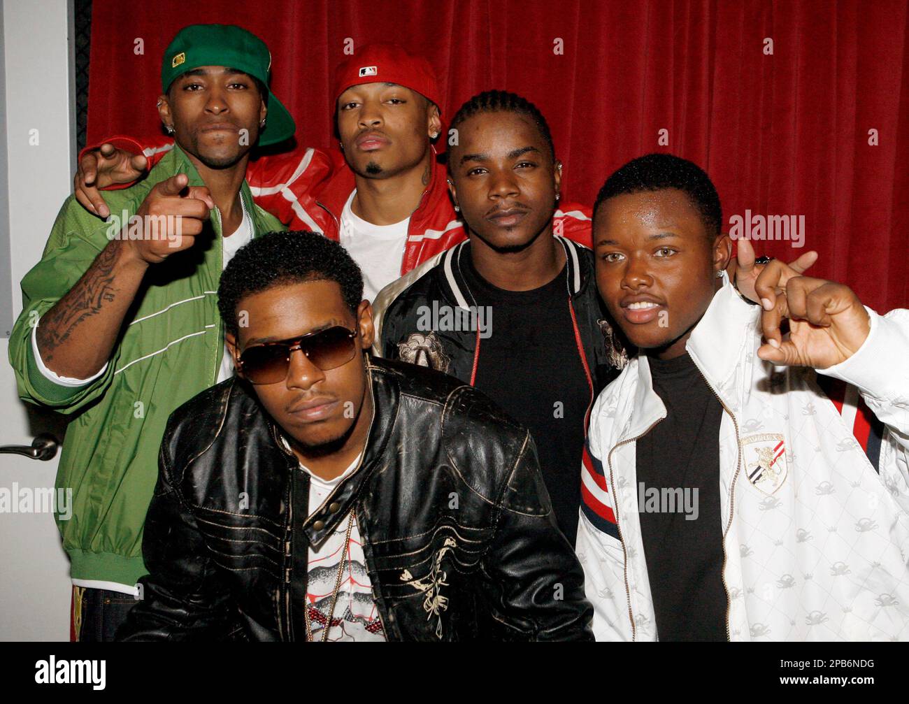 Left to right, Making The Band 4 winners Willie Taylor, Robert Curry, Qwanell  Mosley, Brian Andrews and Michael McCluney pose backstage during MTVs  Making The Band 4 finale at the MTV Times