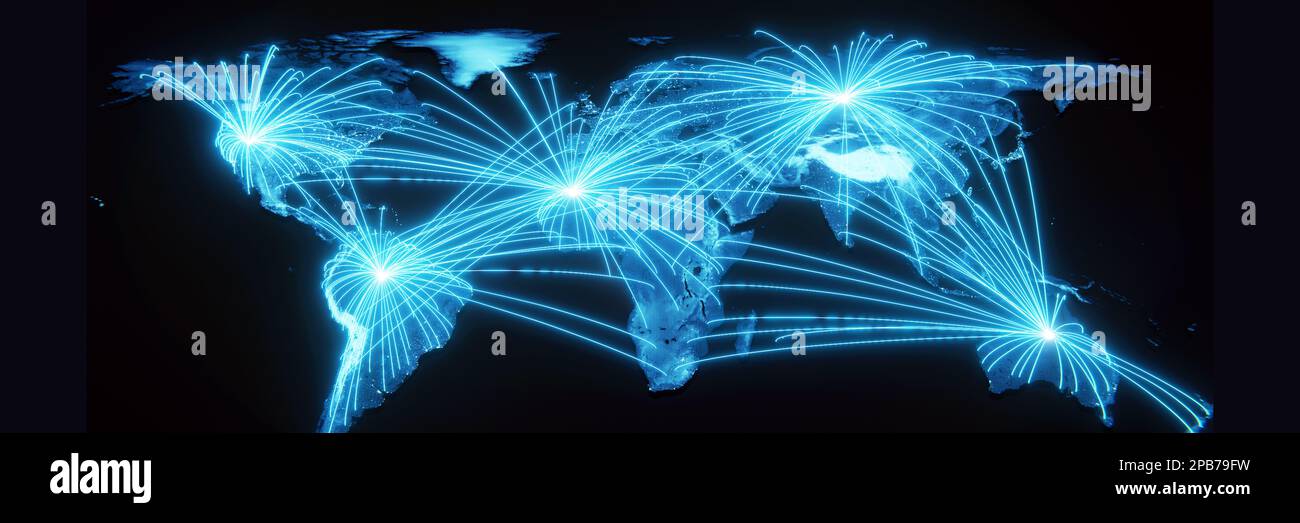 Connection With Earth Global connection concept. Planet earth network sphere. 3d rendering ...