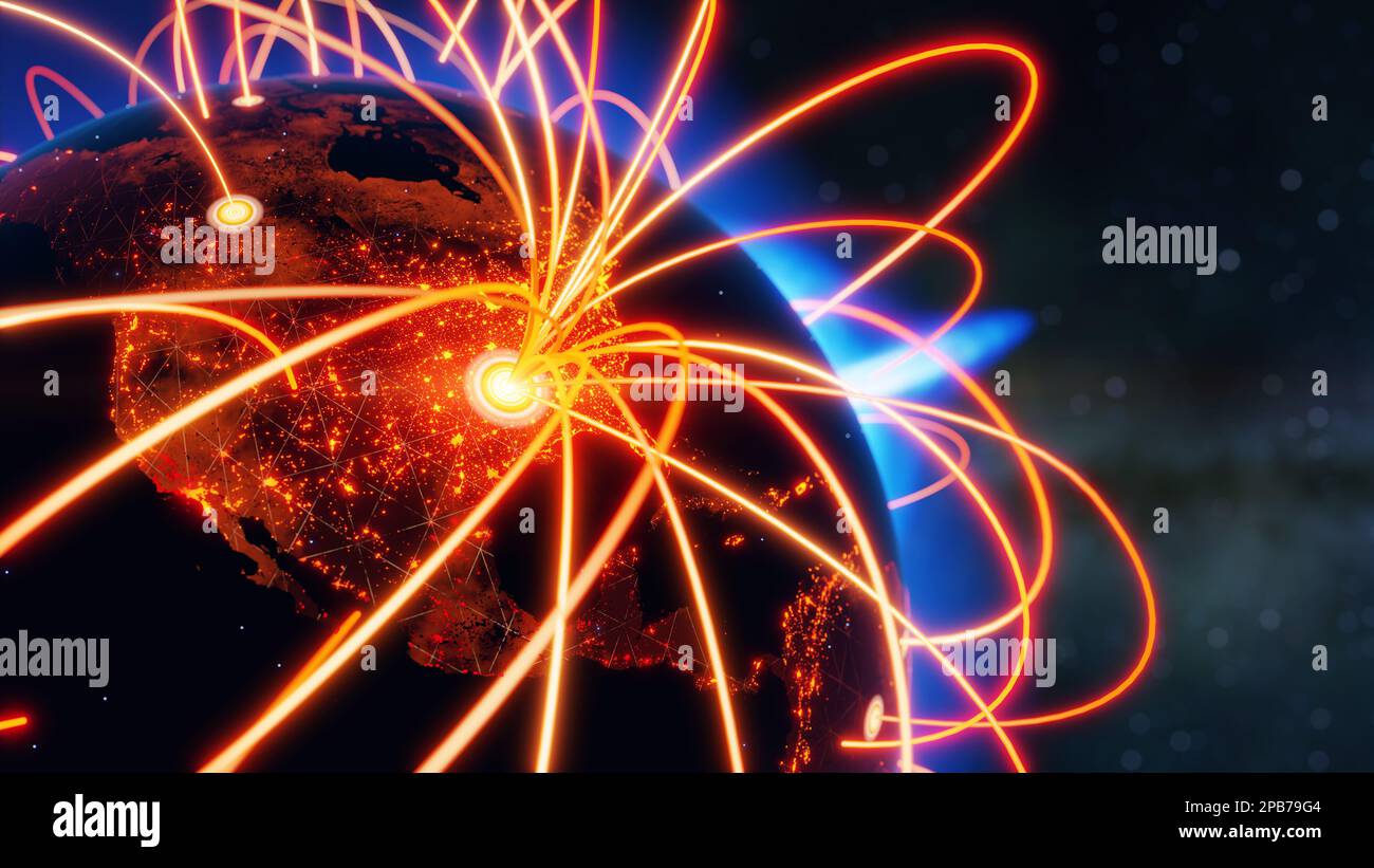 Global connection concept. Planet earth network sphere. 3d rendering ...