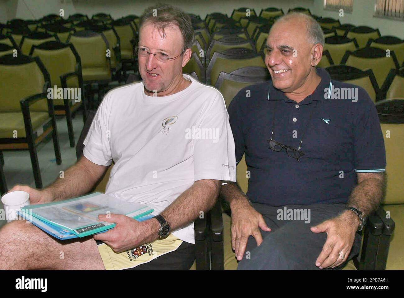 Newly-appointed coach of Pakistan Cricket Team Geoff Lawson, left ...