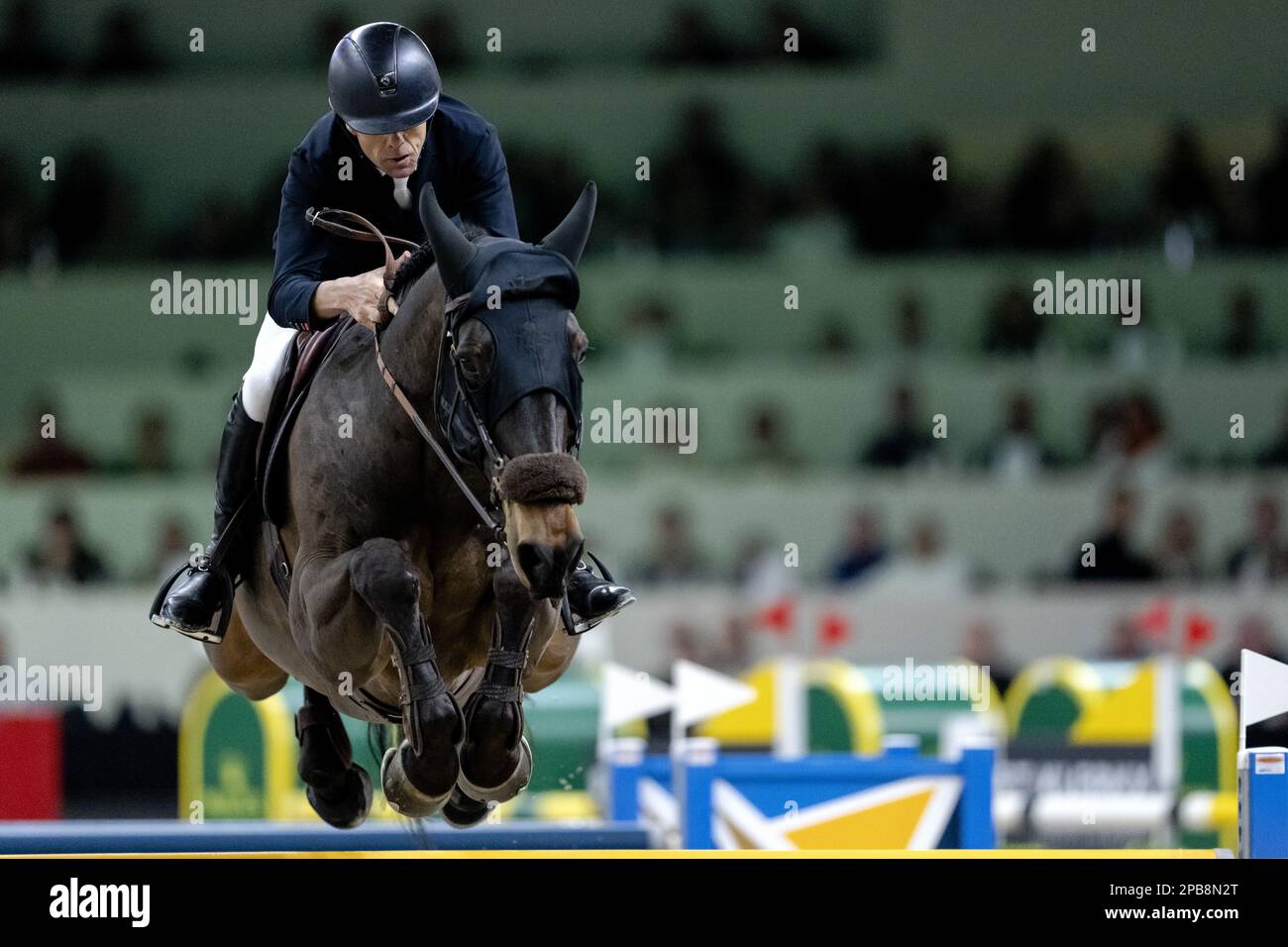 DEN BOSCH - Wilm Vermeir (BEL) on Iq van het Steentje in action during the World Cup show jumping, during The Dutch Masters Indoor Brabant Horse Show. ANP SANDER KONING netherlands out - belgium out Stock Photo