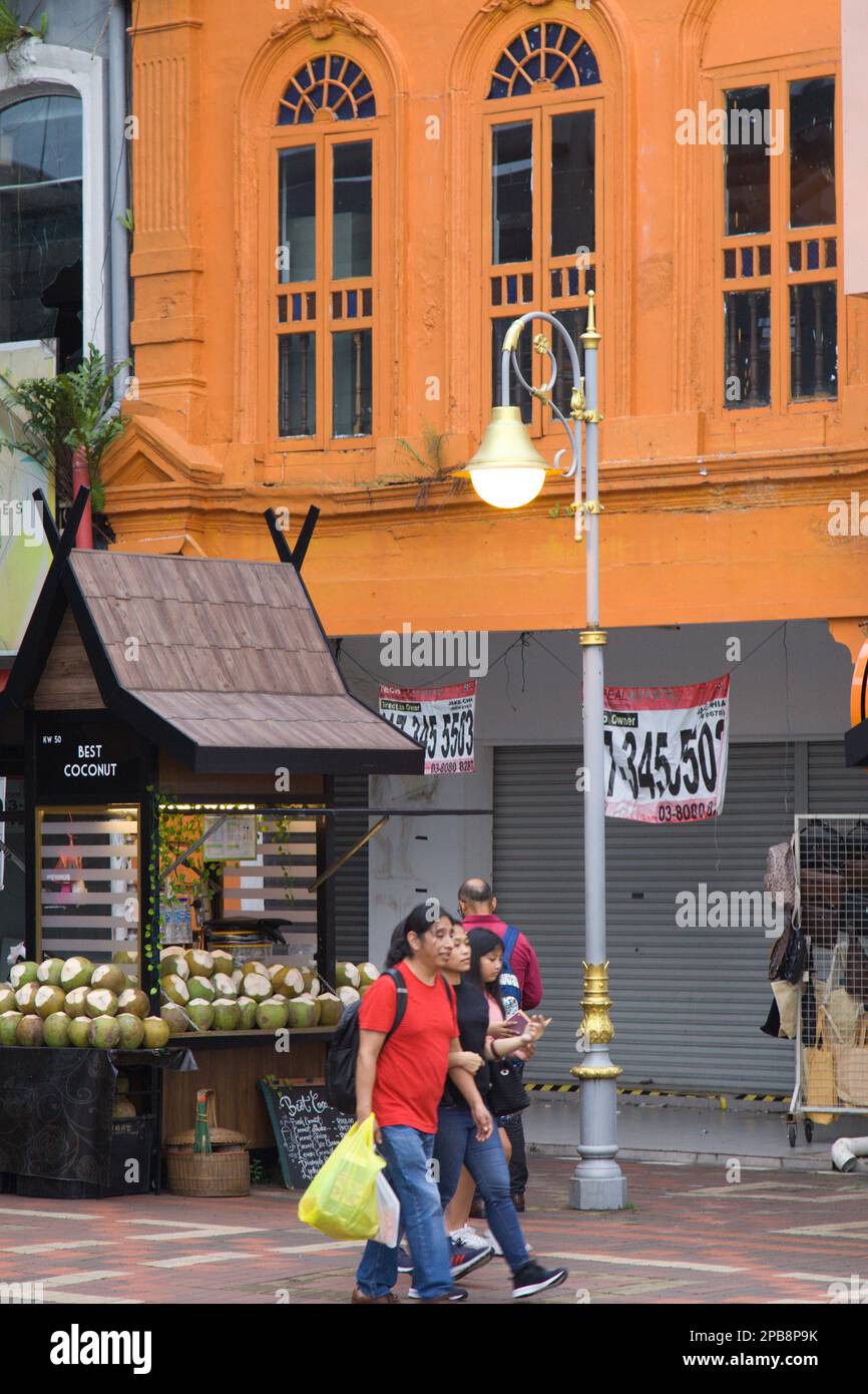 Malaysia, Kuala Lumpur, Chinatown, street scene, coconuts for sale