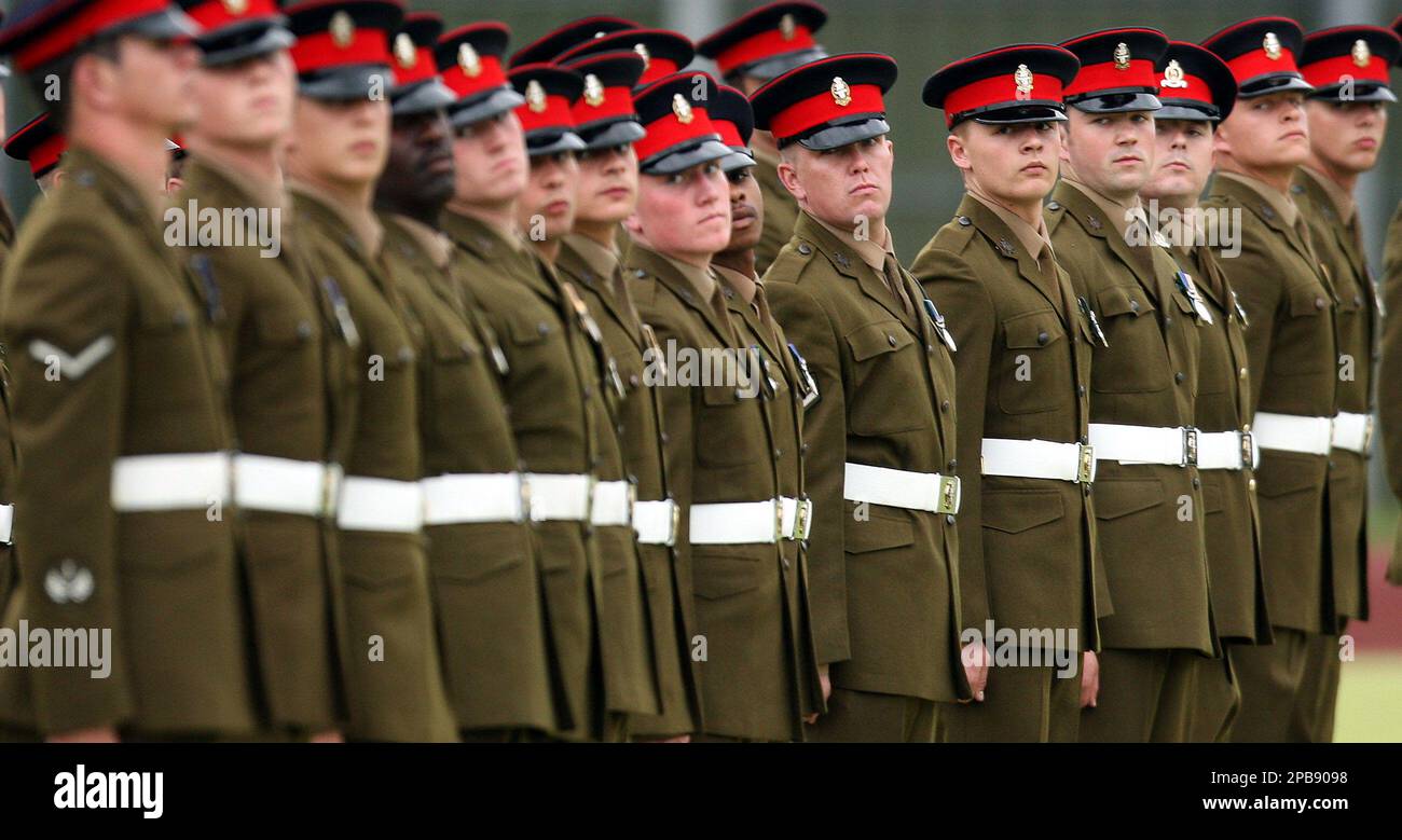 British Army Soldiers from the 39 Infantry Brigade parade out during ...