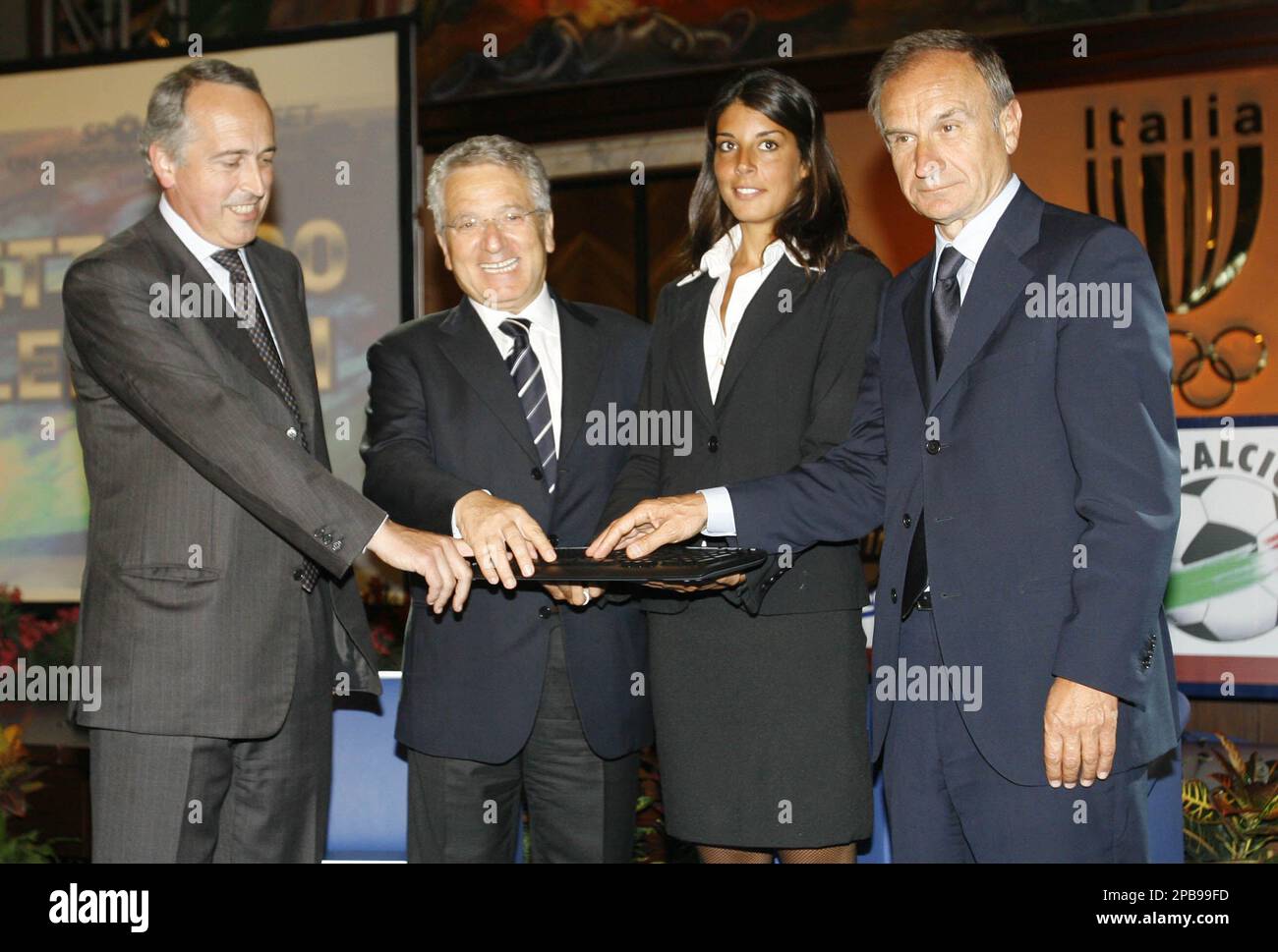 From left, Italian Soccer Federation president Giancarlo Abete