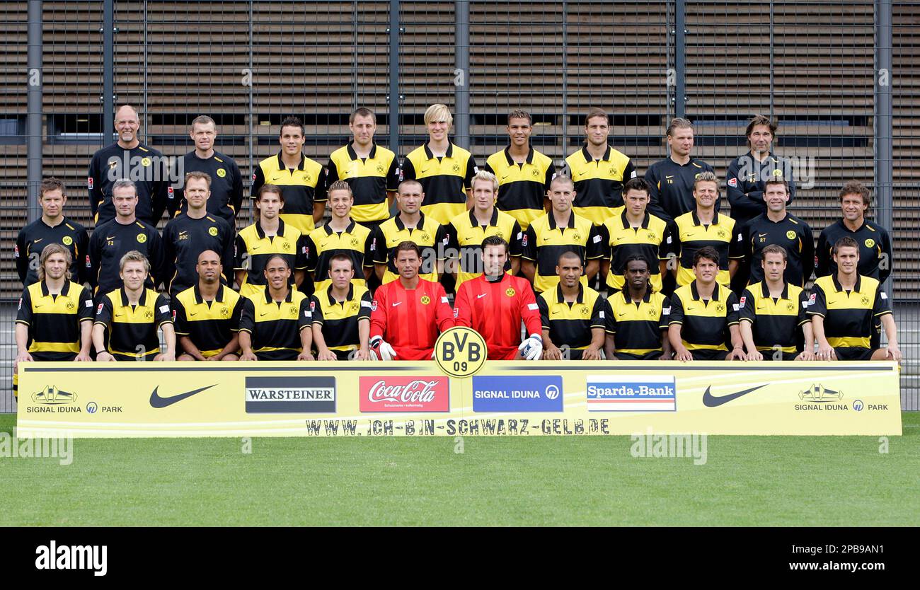 The team of German first division, Bundesliga, soccer club Borussia Dortmund is pictured during the clubs official team photo shooting in Dortmund, Germany, on Friday, July 6, 2007