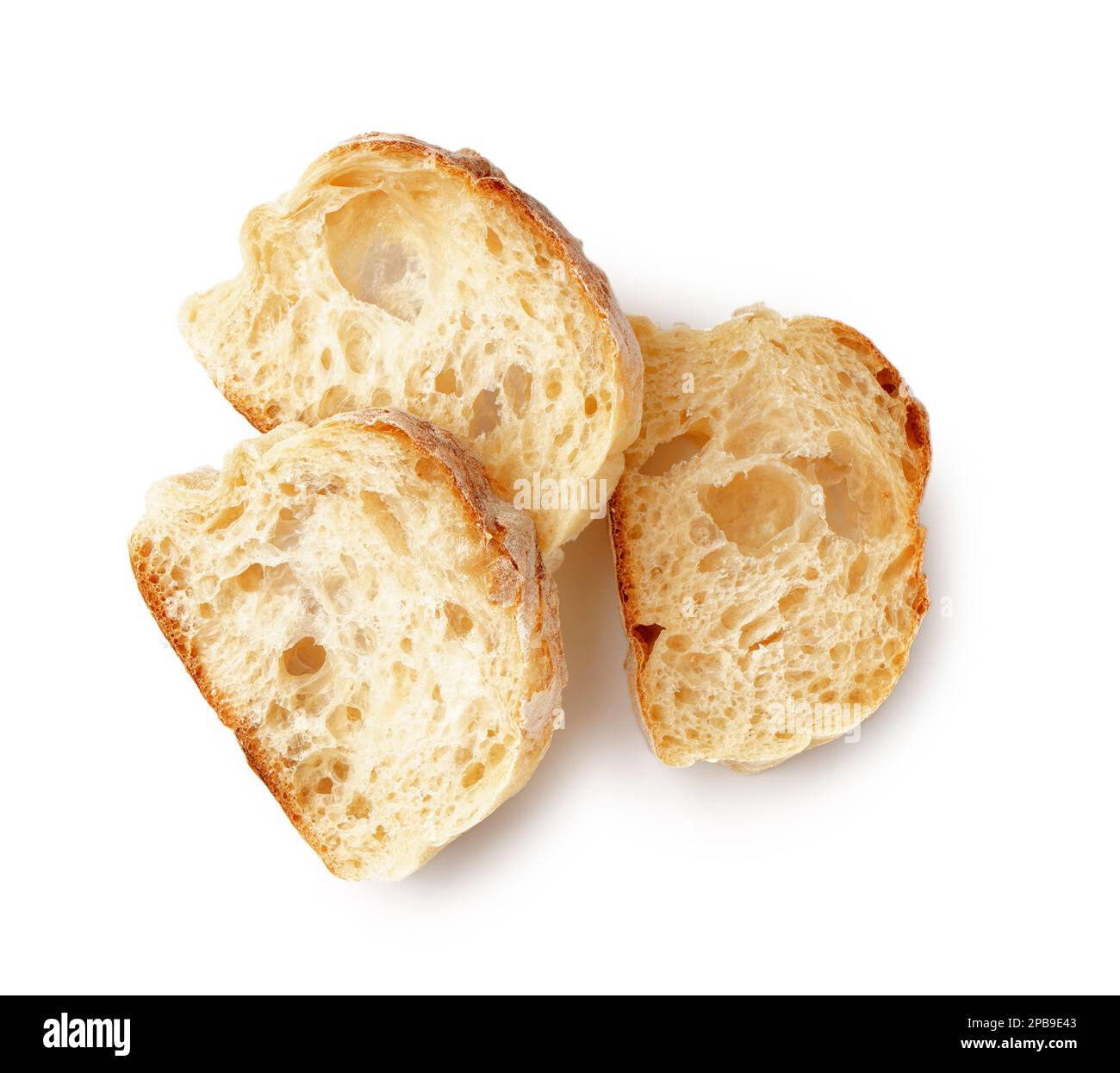 Pieces of fresh baguette isolated on white background Stock Photo - Alamy