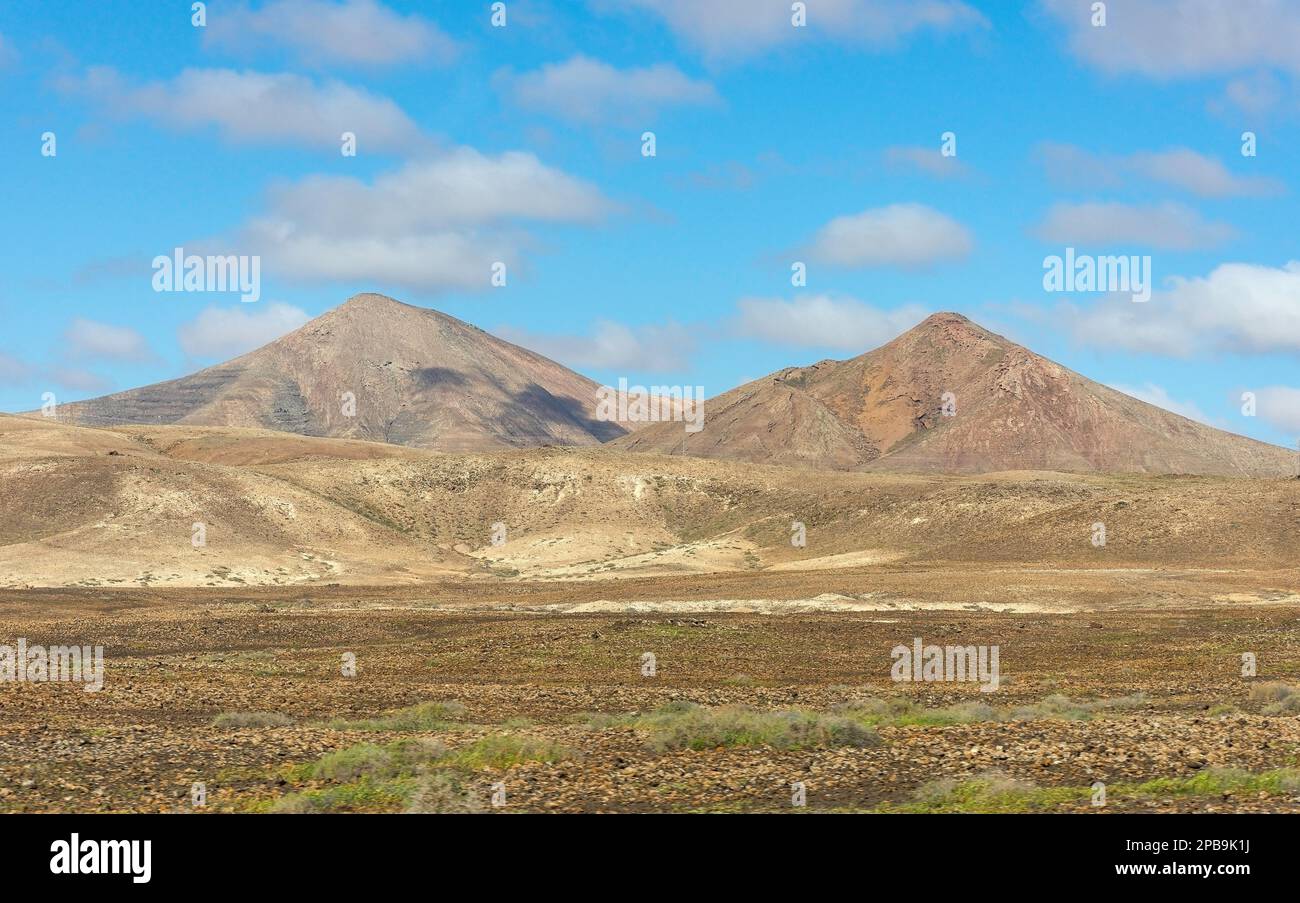 Volcanic landscape in north of Fuerteventura, Canary Islands, Kingdom of Spain Stock Photo