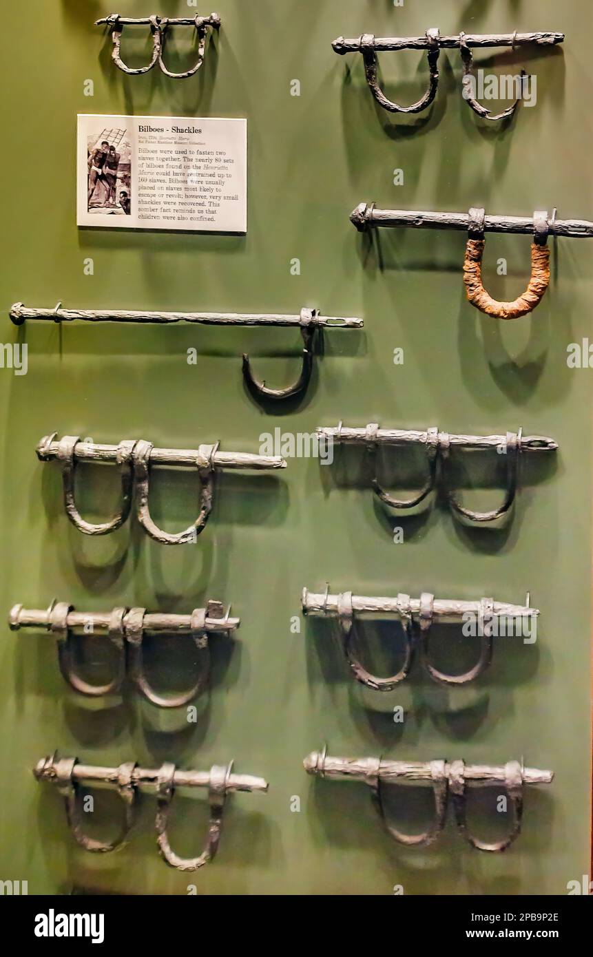 Bilboes, shackles used to tie two slaves together, from the slave ship