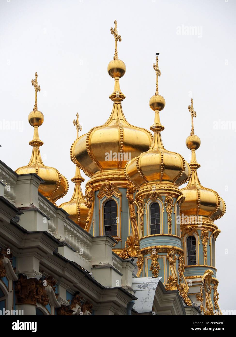 golden onion domes, Chapel, Catherine Palace, Tsarskoye Selo, Pushkin
