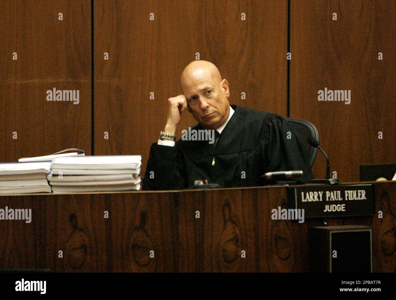 Judge Larry Paul Fidler sits at his bench during music producer Phil ...