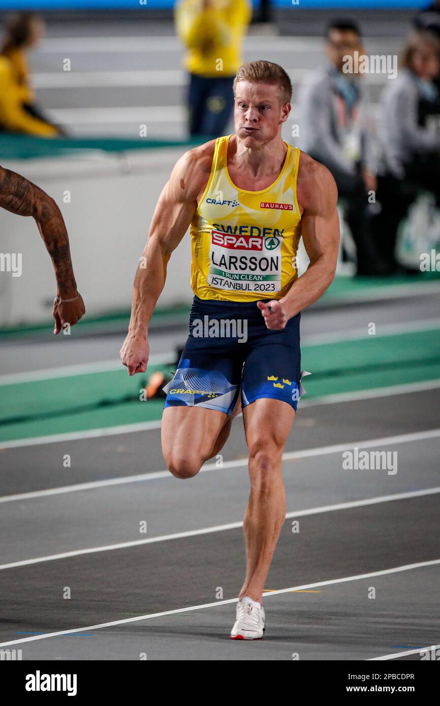 ISTANBUL, TURKEY - MARCH 04: Henrik Larsson of Sweden competes in 60m Men  Final race during the European Athletics Indoor Championships - Day 2 on  March 4, 2023 in Istanbul, Turkey. (Photo