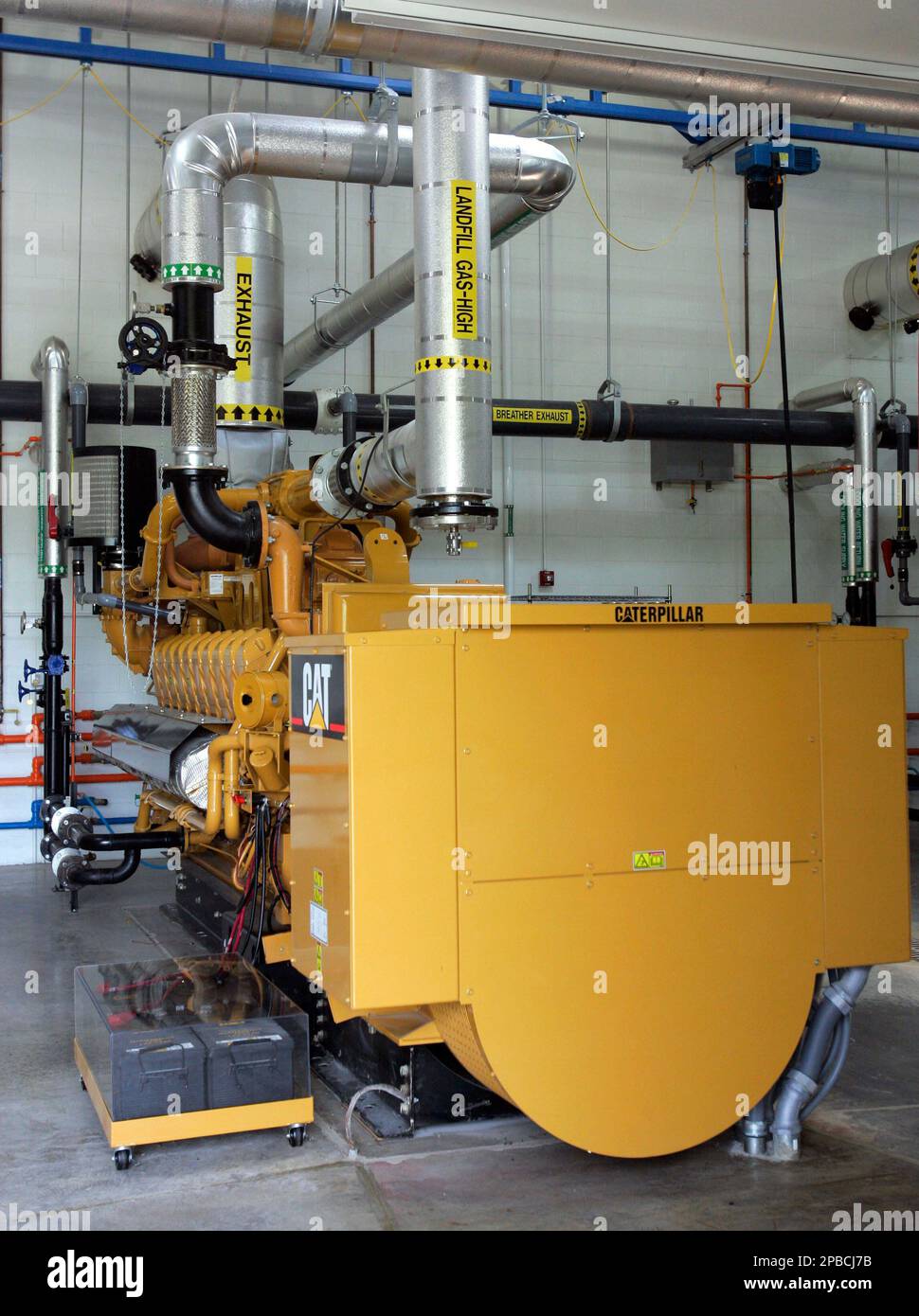 One of four engine that burn methane gas from a landfill in Ferris