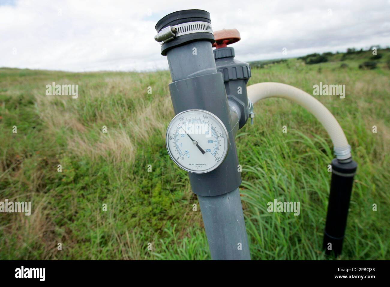 A gas well recovering methane gas at a landfill in Ferris, Texas is