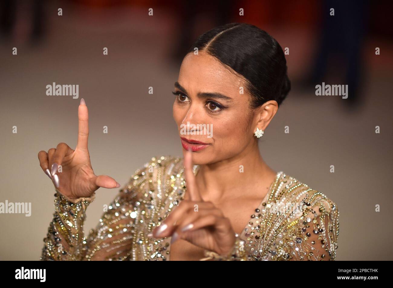 Lauren Ridloff arrives at the Oscars on Sunday, March 12, 2023, at the