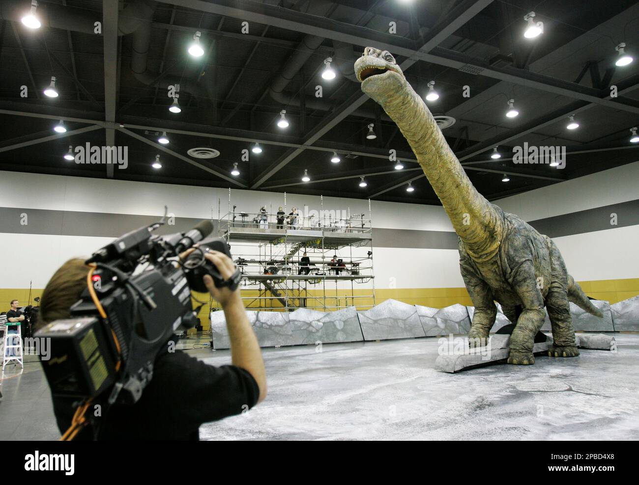 A baby Brachiosaurus dinosaur that will perform in the "Walking With