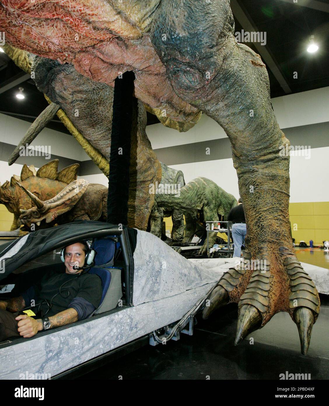 Dennis Crespo, who drives the Tryannosaurus Rex dinosaur in the
