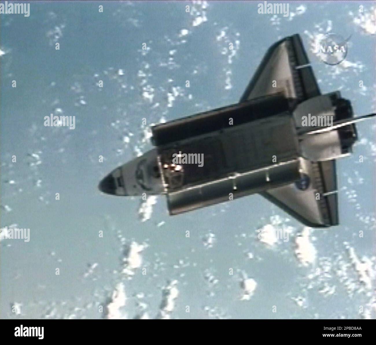 In this image from NASA TV, Space Shuttle Atlantis can be seen after ...