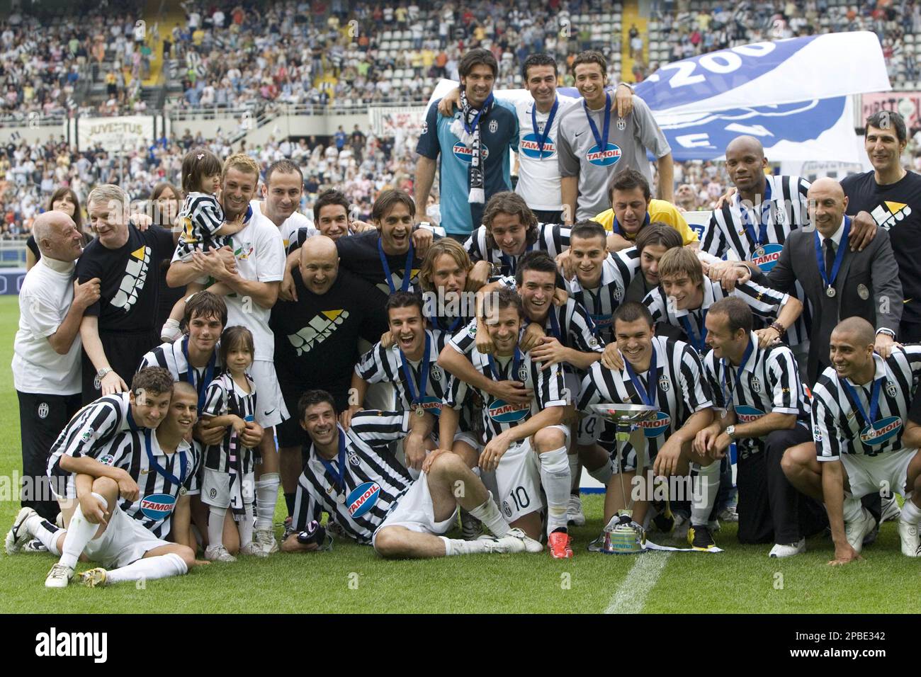 Juventus soccer team celebrate after winning the Italian Second