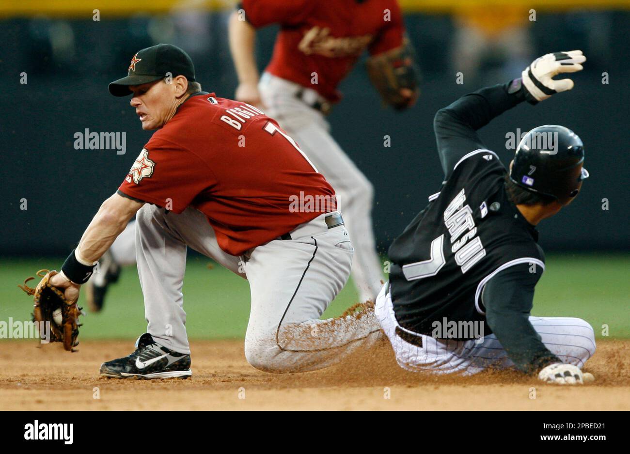 Colorado Rockies' Kazuo Matsui, right, gets a thumbs up from