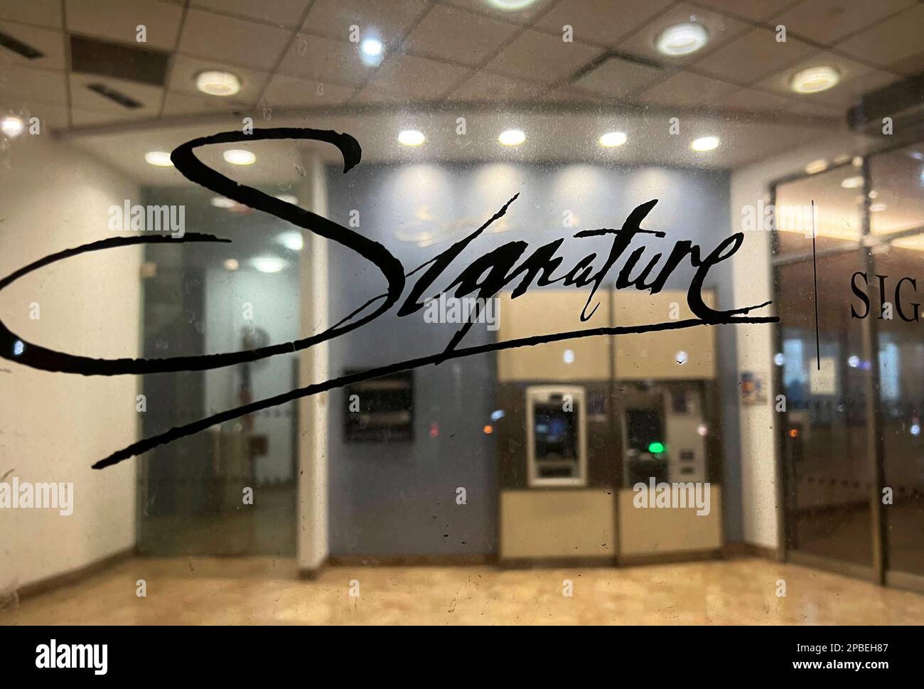 A branch of Signature Bank is photographed, late Sunday, March 12, 2023 ...