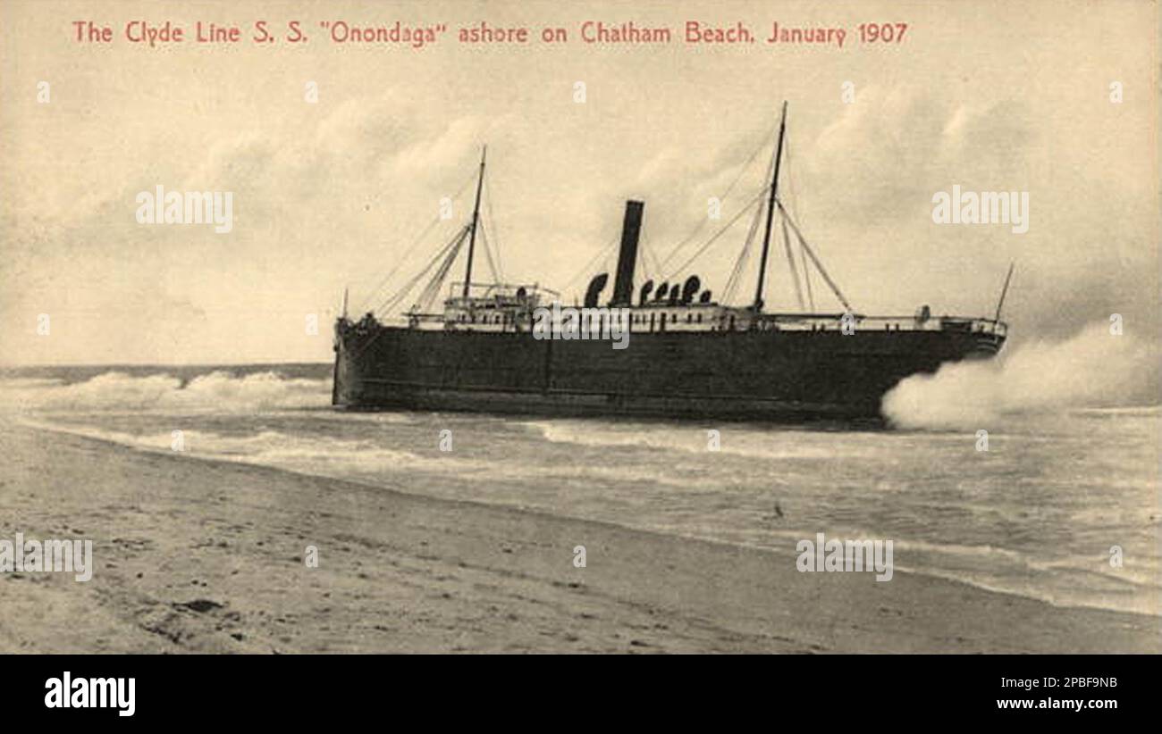 Onondaga beached on Orleans Beach, January 1907. Stock Photo
