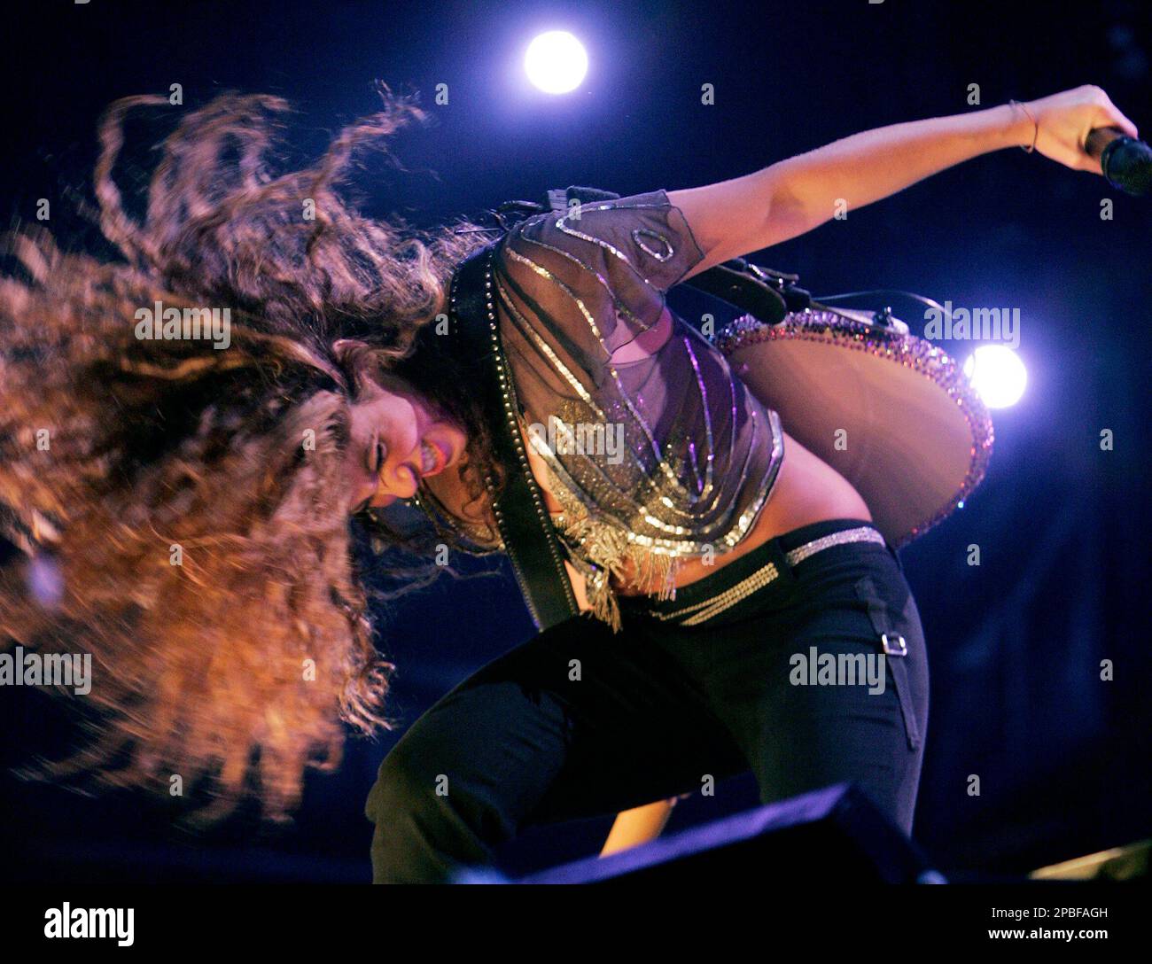Colombian singer Shakira performs during her concert in Mexico City
