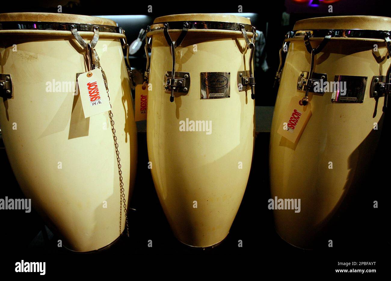 Randy Jackson's conga drums are on display at the Jackson family