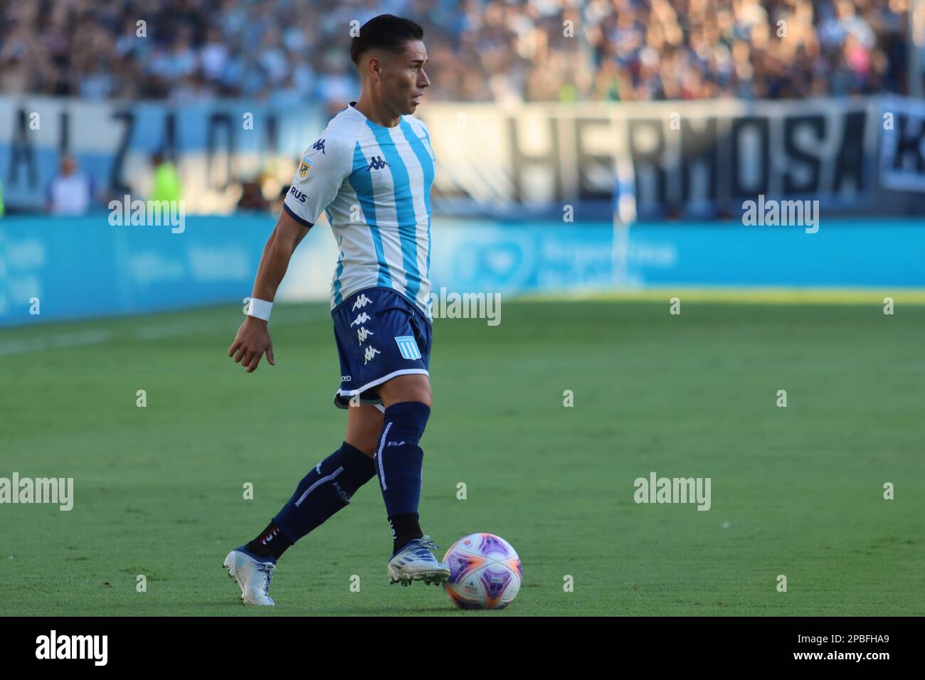 Avellaneda, Argentina, 12, March, 2023. Oscar Opazo from Racing Club  in action during the match between Racing Club vs. Club Atletico Sarmiento, match 7, Professional Soccer League of Argentina 2023 (Liga Profesional de Futbol 2023 - Torneo Binance). Credit: Fabideciria. Stock Photo