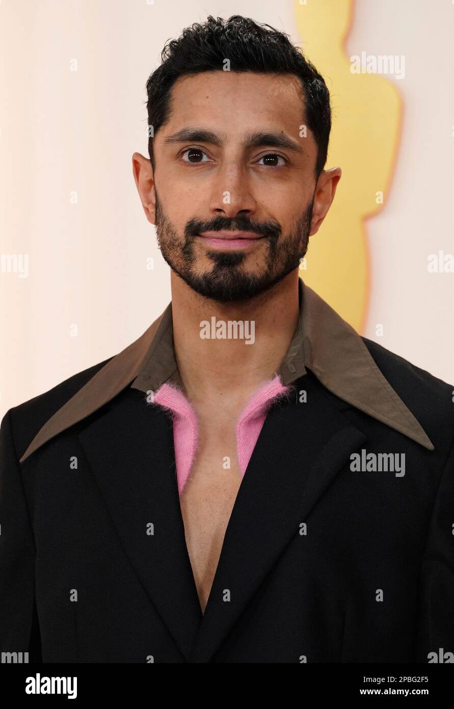Riz Ahmed arrives at the Oscars on Sunday, March 12, 2023, at the Dolby