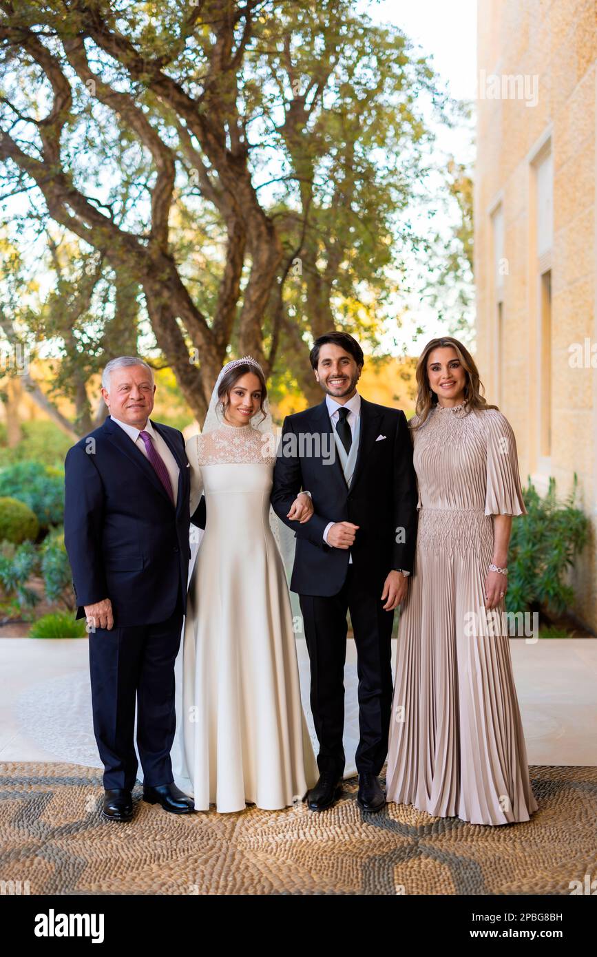 Amman, Jordanien. 12th Mar, 2023. wedding of Princess Iman King Abdullah II ibn Al Hussein and Queen Rania Al Abdullah, HRH Princess Iman bint Abdullah II and Mr. Jameel Alexander Thermiotis in Amman, on March 12, 2023 Credit: Royal Hashemite Court/Albert Nieboer/Netherlands OUT/Point de Vue OUT/dpa/Alamy Live News Stock Photo