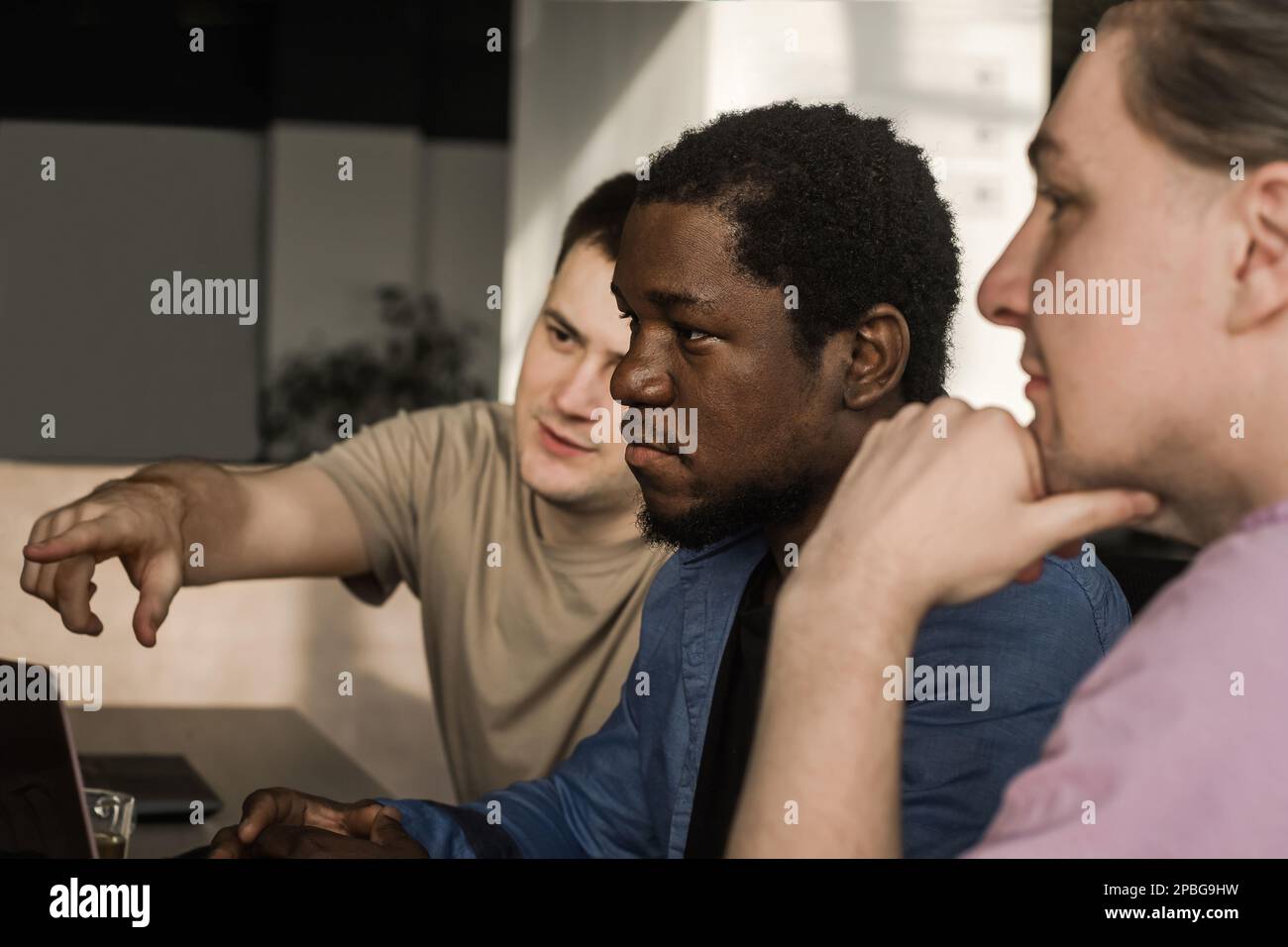 Team of professional software developer and brainstorming and programming on site, software and technology work. Coding technologies, site design Stock Photo