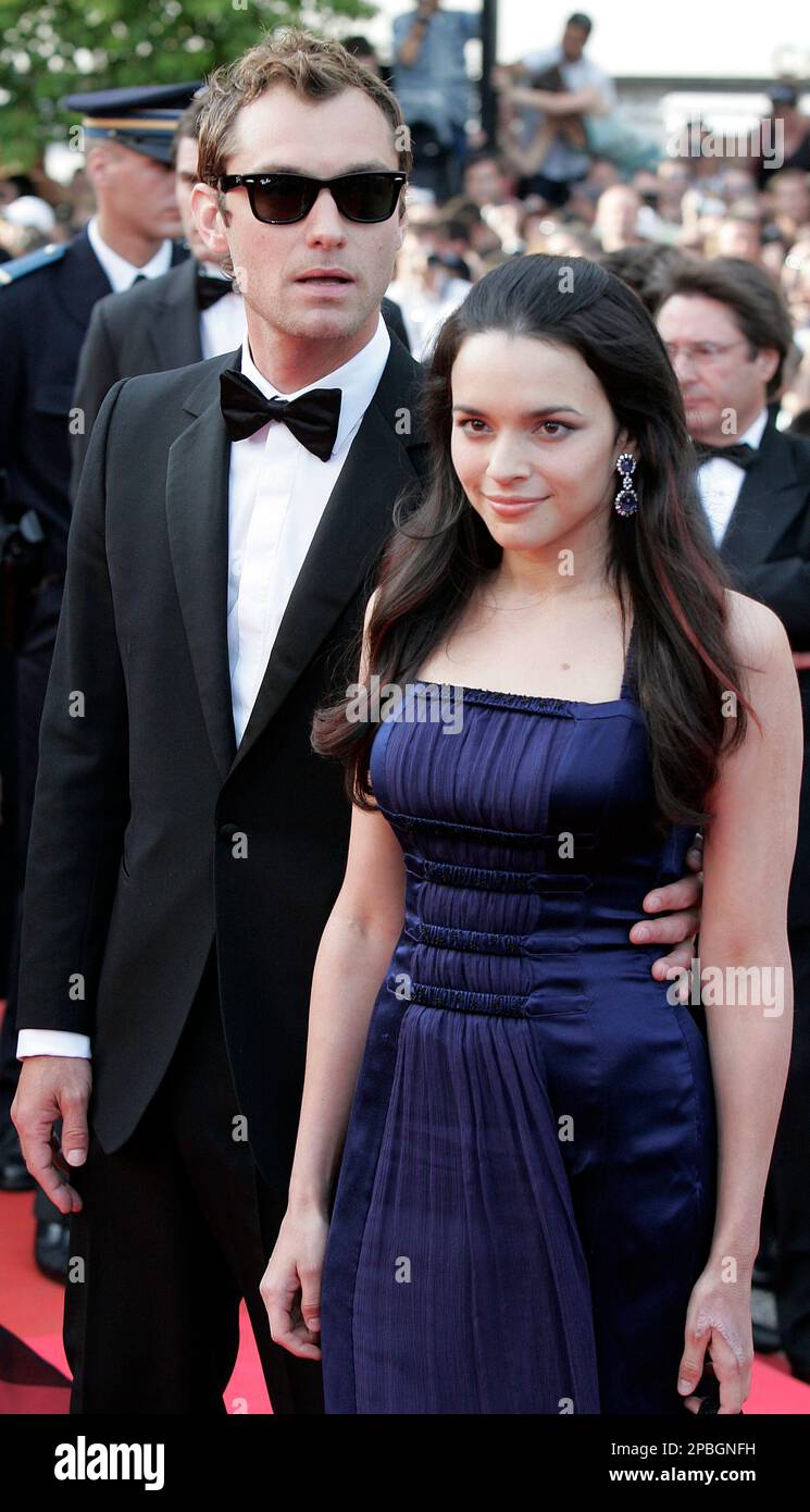 British actor Jude Law, left, and American actress-singer Norah Jones  arrive for the screening of the film "My Blueberry Nights," at the 60th  International film festival in Cannes, southern France, on Wednesday,