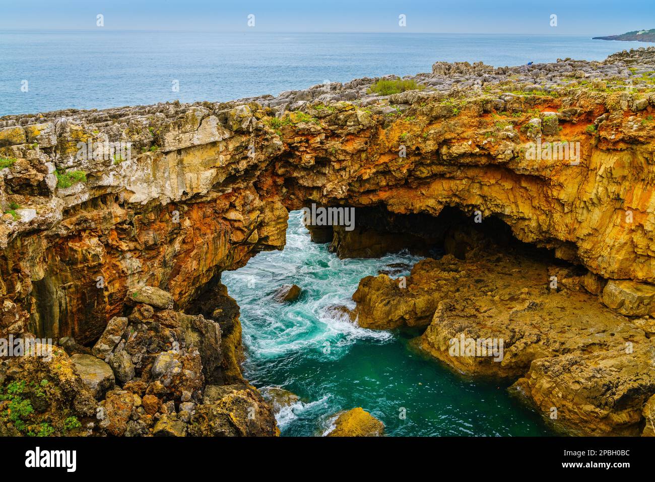 View of Boca do Inferno or Hell's Mouth - an open cavern in the coast of Cascais, Portugal Stock Photo