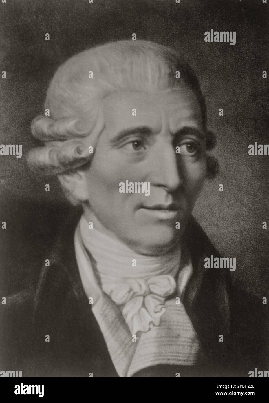 The celebrated austrian Baroque music composer  Franz JOSEPH HAYDN ( 1732 - 1809 ).He was one of the most prominent composers of the classical period, and is called by some the 'Father of the Symphony' and 'Father of the String Quartet'. A life-long citizen of Austria, Haydn spent much of his career as a court musician for the wealthy Hungarian Esterhezy family on their remote estate. Isolated from other composers and trends in music until the later part of his long life, he was, as he put it, 'forced to become original'. Joseph Haydn was the brother of Michael Haydn, himself a highly regarded Stock Photo