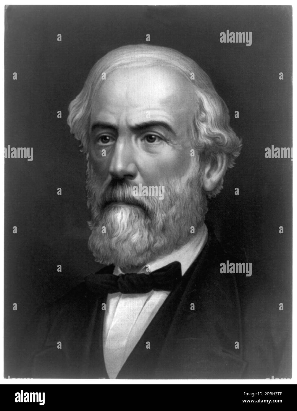 The  General ROBERT E. LEE  ( 1807 - 1870 ) of Confederate Army , chromolithograph portrait by Strobridge & Co. Lith. .  Lee was a career United States Army officer, an engineer, and among the most celebrated generals in American history. Lee was the son of Major General Henry Lee III 'Light Horse Harry' (1756–1818), Governor of Virginia, and his second wife, Anne Hill Carter (1773–1829). He was a descendant of Sir Thomas More and of King Robert II of Scotland through the Earls of Crawford .  A top graduate of West Point, Lee distinguished himself as an exceptional soldier in the U.S. Army for Stock Photo