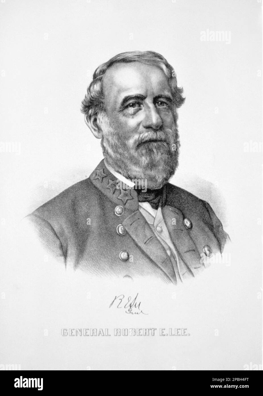 The  General ROBERT E. LEE  ( 1807 - 1870 ) of Confederate Army .  Lee was a career United States Army officer, an engineer, and among the most celebrated generals in American history.   SECESSION WAR  CIVIL - GUERRA CIVILE DI SECESSIONE AMERICANA  -  uomo anziano vecchio - older man  - barba bianca - white beard  -  tie bow - papillon - cravatta -  - USA  - SUDISTA CONFEDERATO - CONFEDERATE ----  Archivio GBB Stock Photo
